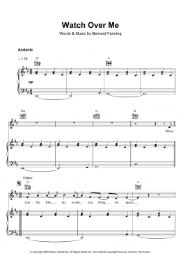 page one of Watch Over Me (Piano, Vocal & Guitar Chords)