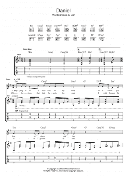 page one of Daniel (Guitar Tab)