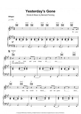 page one of Yesterday's Gone (Piano, Vocal & Guitar Chords)