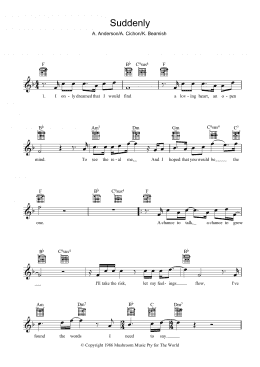 page one of Suddenly (Lead Sheet / Fake Book)