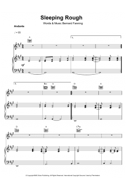 page one of Sleeping Rough (Piano, Vocal & Guitar Chords)