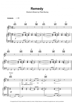 page one of Remedy (Piano, Vocal & Guitar Chords)
