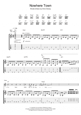 page one of Nowhere Town (Guitar Tab)