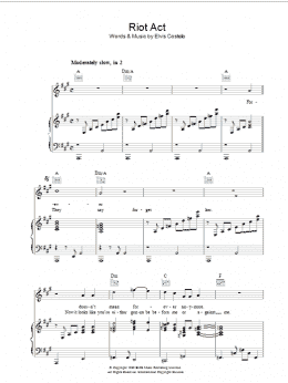 page one of Riot Act (Piano, Vocal & Guitar Chords)