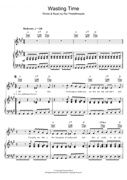 page one of Wasting Time (Piano, Vocal & Guitar Chords)