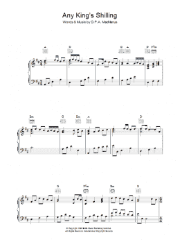 page one of Any King's Shilling (Piano, Vocal & Guitar Chords)