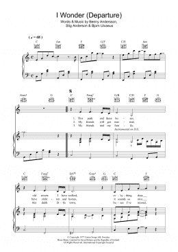 page one of I Wonder (Departure) (Piano, Vocal & Guitar Chords)