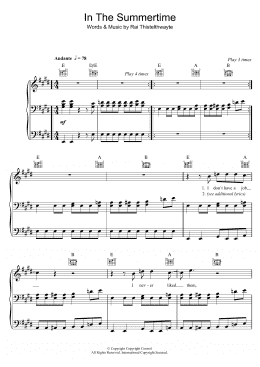 page one of In The Summertime (Piano, Vocal & Guitar Chords)