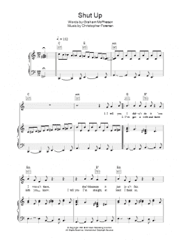page one of Shut Up (Piano, Vocal & Guitar Chords)