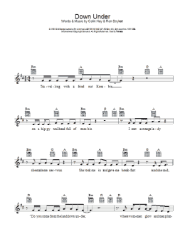 page one of Down Under (Lead Sheet / Fake Book)