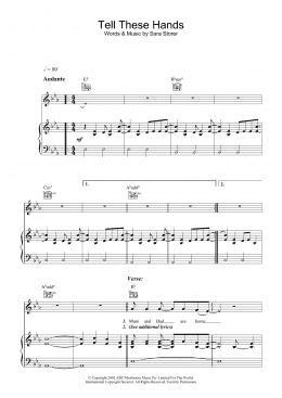 page one of Tell These Hands (Piano, Vocal & Guitar Chords)