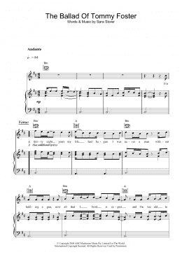 page one of The Ballad Of Tommy Foster (Piano, Vocal & Guitar Chords)