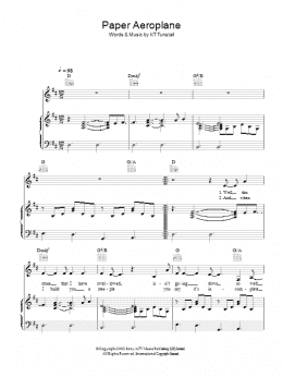 page one of Paper Aeroplane (Piano, Vocal & Guitar Chords)