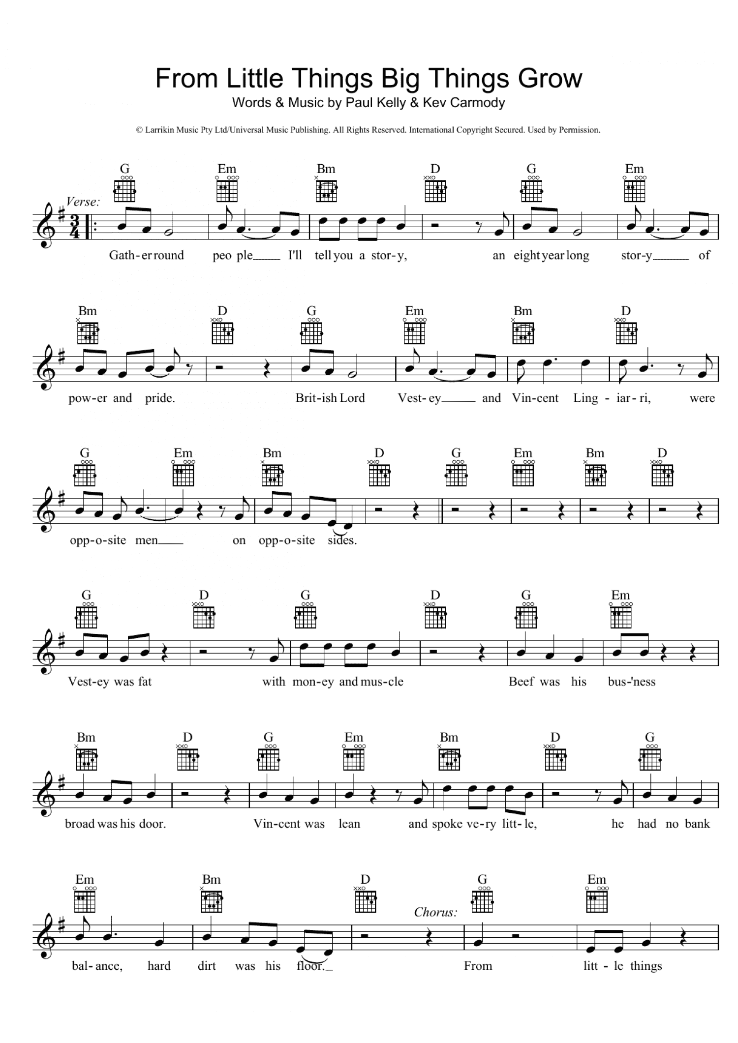 From Little Things Big Things Grow (Lead Sheet / Fake Book)