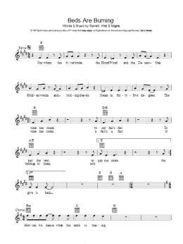 page one of Beds Are Burning (Lead Sheet / Fake Book)