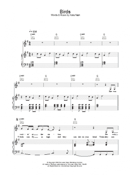 page one of Birds (Piano, Vocal & Guitar Chords)