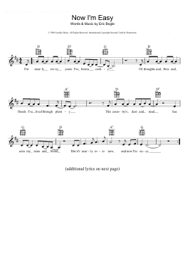 page one of Now I'm Easy (Lead Sheet / Fake Book)