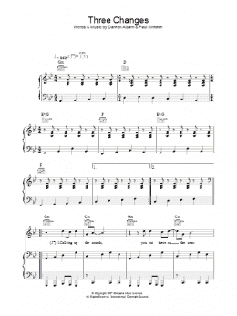 page one of Three Changes (Piano, Vocal & Guitar Chords)
