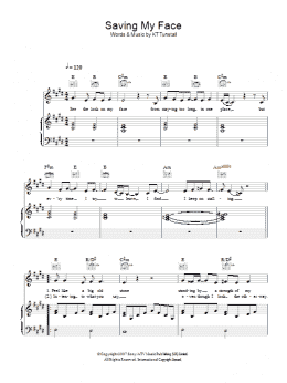page one of Saving My Face (Piano, Vocal & Guitar Chords)