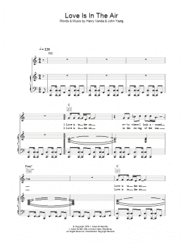 page one of Love Is In The Air (Piano, Vocal & Guitar Chords)