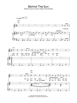 page one of Behind The Sun (Piano, Vocal & Guitar Chords)