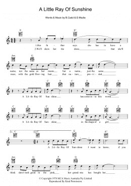 page one of A Little Ray Of Sunshine (Lead Sheet / Fake Book)