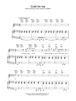page one of Cold As Ice (Piano, Vocal & Guitar Chords)