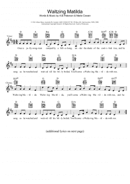page one of Waltzing Matilda (Lead Sheet / Fake Book)