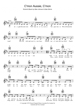 page one of C'mon Aussie, C'mon (Lead Sheet / Fake Book)