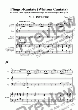 page one of Inventio - for Violin, Oboe, Bassoon and Harpsichord/Organ, from the Whitsun Cantata op. 15, Nr. 1