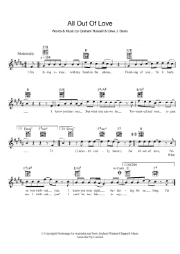 page one of All Out Of Love (Lead Sheet / Fake Book)