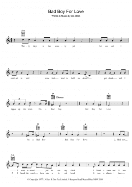 page one of Bad Boy For Love (Lead Sheet / Fake Book)