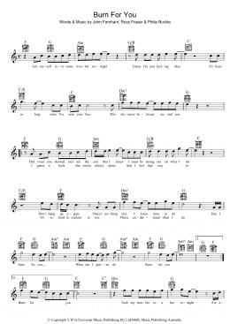 page one of Burn For You (Lead Sheet / Fake Book)