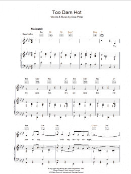 page one of Too Darn Hot (from Kiss Me, Kate) (Piano, Vocal & Guitar Chords)