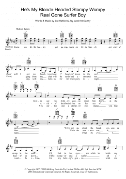 page one of He's My Blonde Headed Stompy Wompy Real Gone Surfer Boy (Lead Sheet / Fake Book)