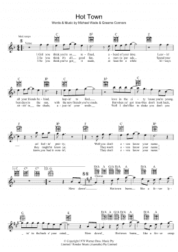 page one of Hot Town (Lead Sheet / Fake Book)