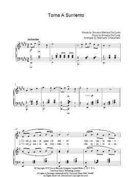 page one of Torna A Surriento (Piano, Vocal & Guitar Chords)