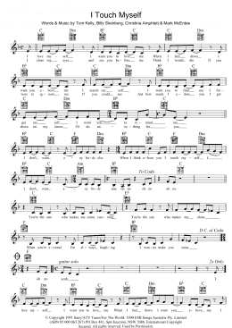 page one of I Touch Myself (Lead Sheet / Fake Book)