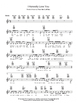 page one of I Honestly Love You (from The Boy From Oz) (Lead Sheet / Fake Book)