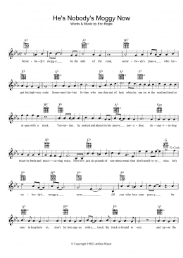 page one of He's Nobody's Moggy Now (Lead Sheet / Fake Book)