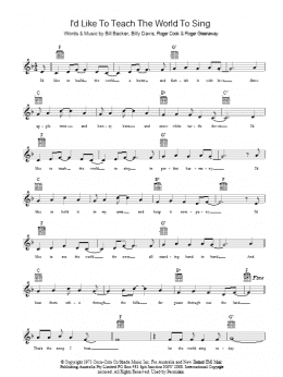 page one of I'd Like To Teach The World To Sing (Lead Sheet / Fake Book)