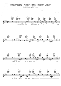 page one of Most People I Know Think That I'm Crazy (Lead Sheet / Fake Book)