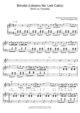 page one of Brindisi (Libiamo Ne' Lieti Calici) (from La Traviata) (Piano & Vocal)