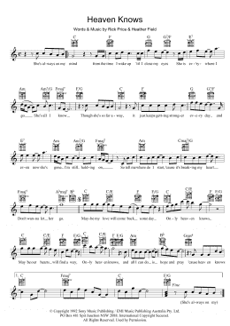 page one of Heaven Knows (Lead Sheet / Fake Book)