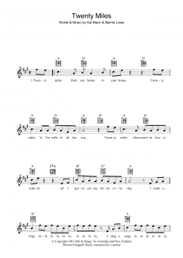 page one of Twenty Miles (Lead Sheet / Fake Book)