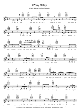 page one of G'day, G'day (Lead Sheet / Fake Book)