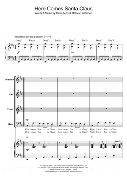 page one of Here Comes Santa Claus (Right Down Santa Claus Lane) (arr. Berty Rice) (SATB Choir)