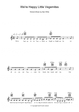 page one of We're Happy Little Vegemites (Lead Sheet / Fake Book)