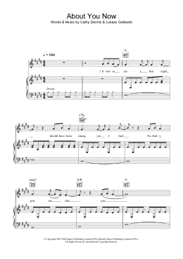 page one of About You Now (Piano, Vocal & Guitar Chords)