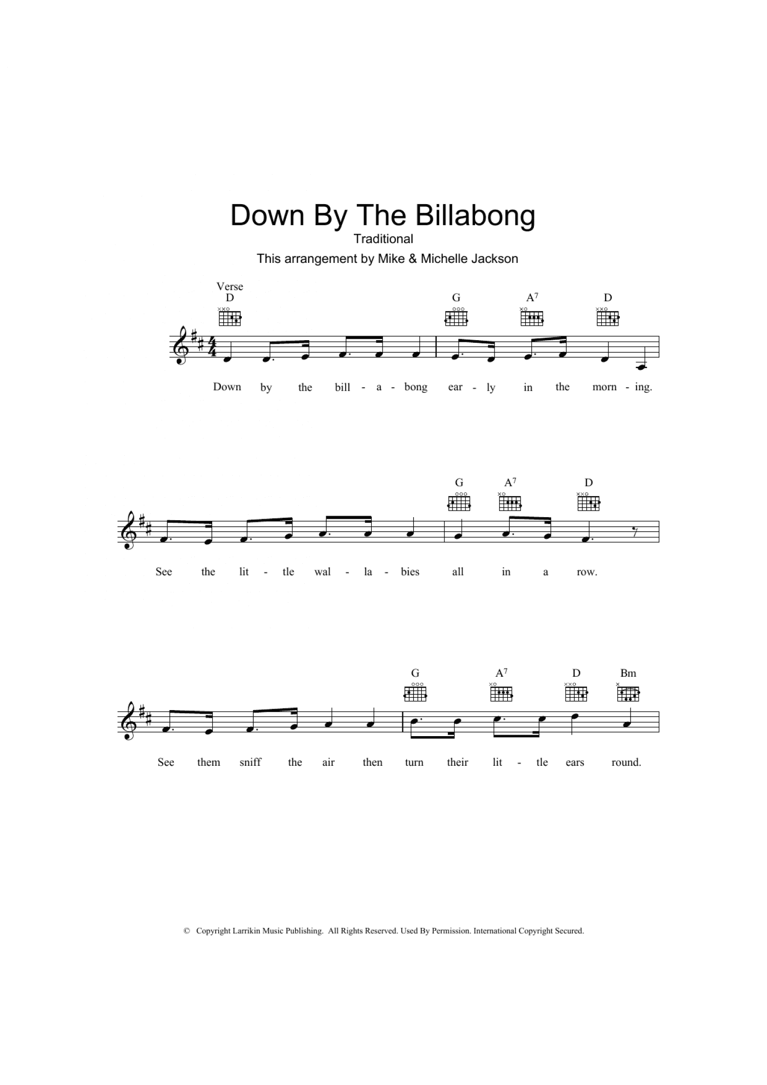 Down By The Billabong (Lead Sheet / Fake Book)